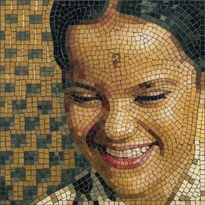 Мозаичный портрет «Сияющая улыбка»