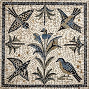 Roman Mosaic with Birds and Floral Ornament