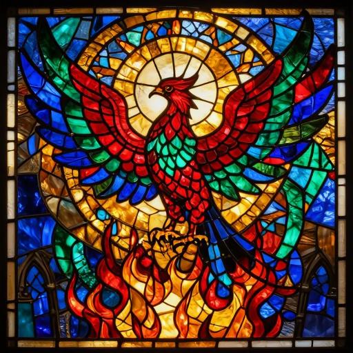 Phoenix Rising Stained Glass Mosaic Art