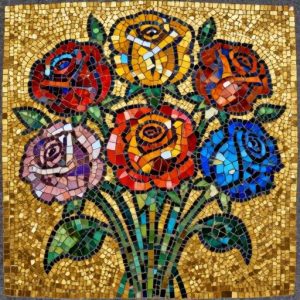 Мозаика «Букет роз» в византийском стиле