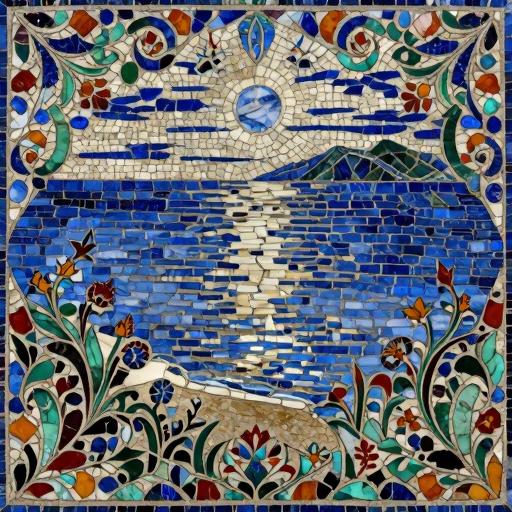 Florentine Mosaic 'Sunset over the Sea'
