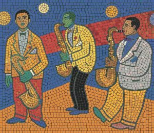 Jazz Saxophone Trio Mosaic Art
