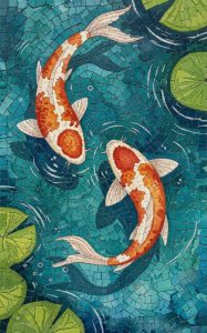 Мозаика с карпами кои: Гармония природы