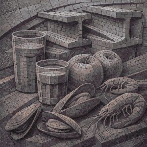 Monochromatic Mosaic Still Life