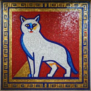 Мозаика «Белый кот» в советском стиле