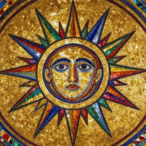 Byzantine Sun Mosaic Art – Custom Celestial Wall Decor