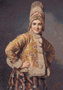 Mosaic Portrait of a Woman in Traditional Russian Dress