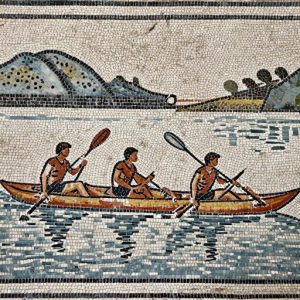 Мозаика: Три гребца в каноэ