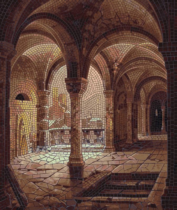 Ancient Vaulted Hall Mosaic Art