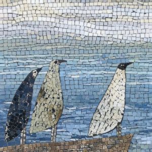 Мозаика с пингвинами в зимнем ландшафте