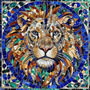 Florentine Mosaic Lion Portrait – Custom Handmade Art