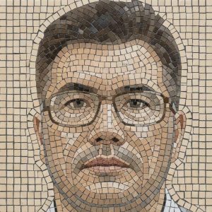 Mosaic Portrait of a Man with Glasses
