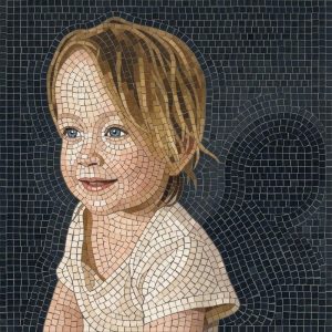 Мозаичный портрет ребенка с голубыми глазами