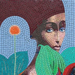 Mosaic Portrait of a Woman with Nature