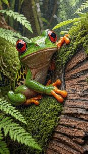 Веселый лягушонок в мозаике