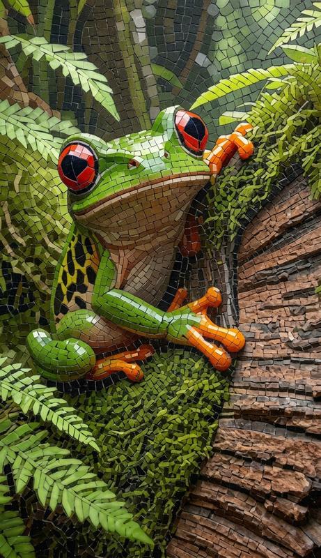 Веселый лягушонок в мозаике