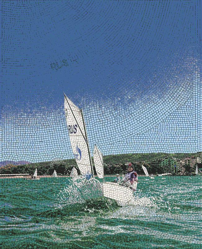 Sailing Race Mosaic Art - Energy of Wind and Water
