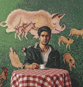 Мозаика «Человек и свиньи» — Сюрреалистичный портрет