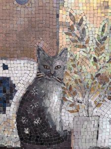 Grey Cat Mosaic Art – Elegant Wall Decor