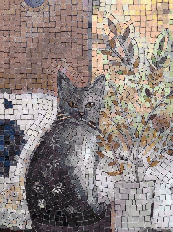 Grey Cat Mosaic Art - Elegant Wall Decor