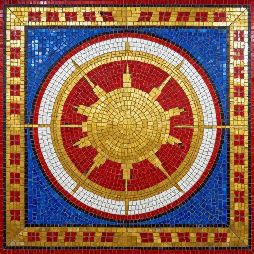 Soviet Style Sun Mosaic - Bold Geometric Art