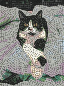 Black and White Cat Mosaic Art – 60×80 cm