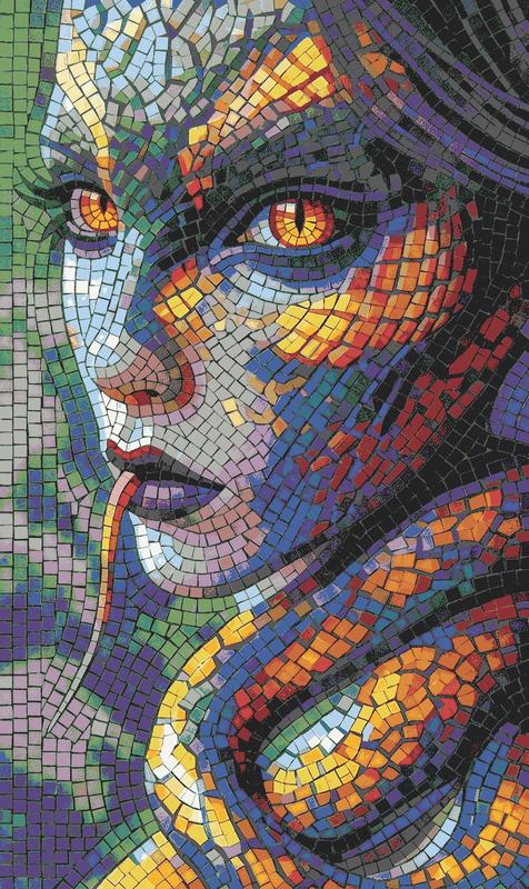 Serpent Woman Mosaic Art - Surreal Mythology Portrait