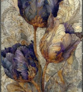 Purple Tulips Mosaic Art – Classic AI Style