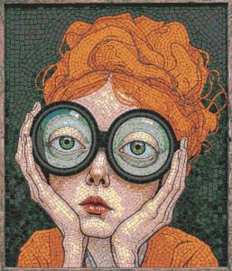 Мозаика «Любопытство»: Портрет девушки в очках