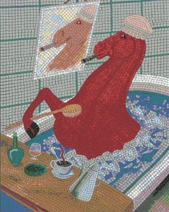 Мозаика «Красный конь в ванне» — Сюрреалистичный арт