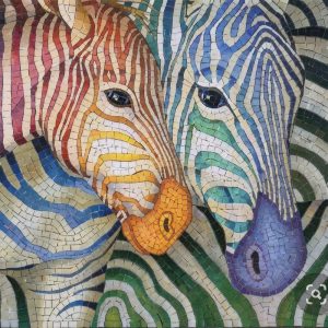 Цветные Мозаичные Зебры – Яркое Настенное Искусство