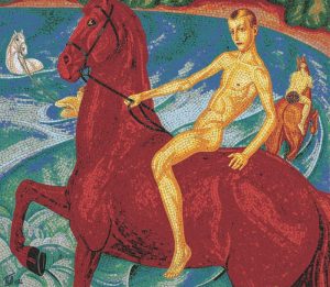 Мозаика «Золотой всадник на красном коне»