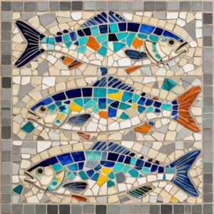 Trencadís Style Fish Mosaic Floor Panel