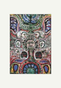Mystical Face Mosaic Art – Vibrant Abstract Portrait