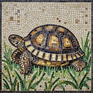 Мозаика: Черепаха на зелёной траве