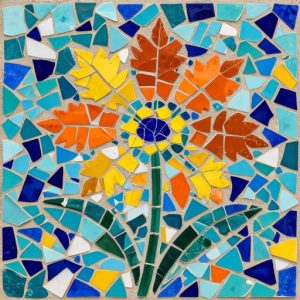 Яркая мозаика «Цветы» в стиле Тренкадис