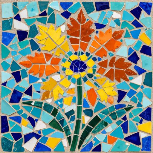 Vibrant Trencadís Flower Mosaic Art
