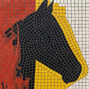 Мозаика «Черный конь» в современном стиле – 100×100 см