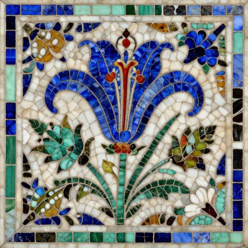 Blue Lily Florentine Mosaic Art - Custom Stone Piece