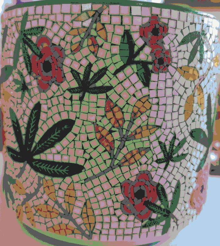 Красочный мозаичный череп с цветами