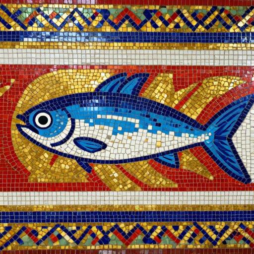 Soviet Style Pike Fish Mosaic Art