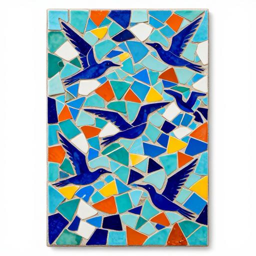 Blue Swallows Trencadís Mosaic Art