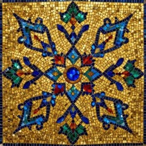 Византийская мозаика с золотым геометрическим орнаментом
