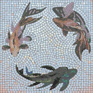 Trio of Koi Fish Mosaic Art