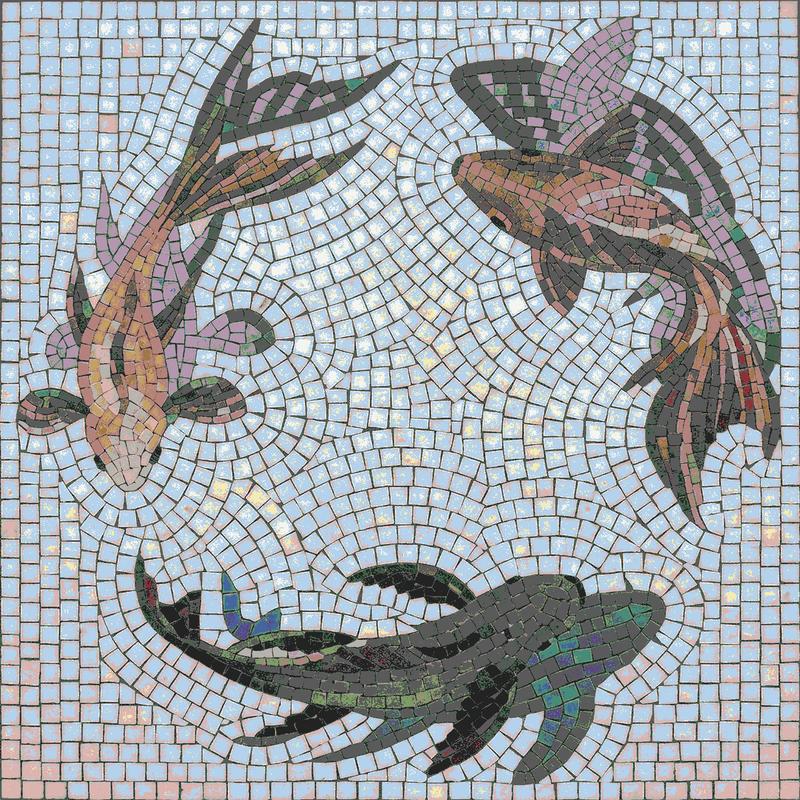 Trio of Koi Fish Mosaic Art