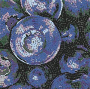 Abstract Blue Circles Mosaic Art – 50×50 cm