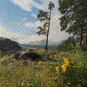 Мозаика «Горный пейзаж с сосной»