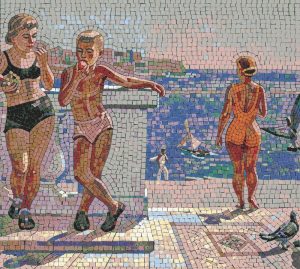 Summer Coast Mosaic Art – People by the Sea