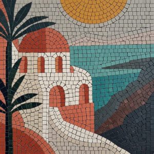 Мозаика «Средиземноморский пейзаж с красным куполом»