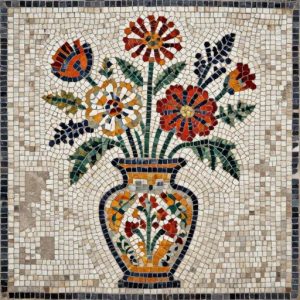 Colorful Flowers in a Vase Mosaic Art